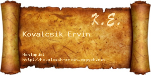 Kovalcsik Ervin névjegykártya
