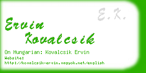 ervin kovalcsik business card